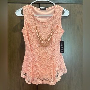 🧡 Scobe NWT womens sleeveless lace blouse peach size S 🧡